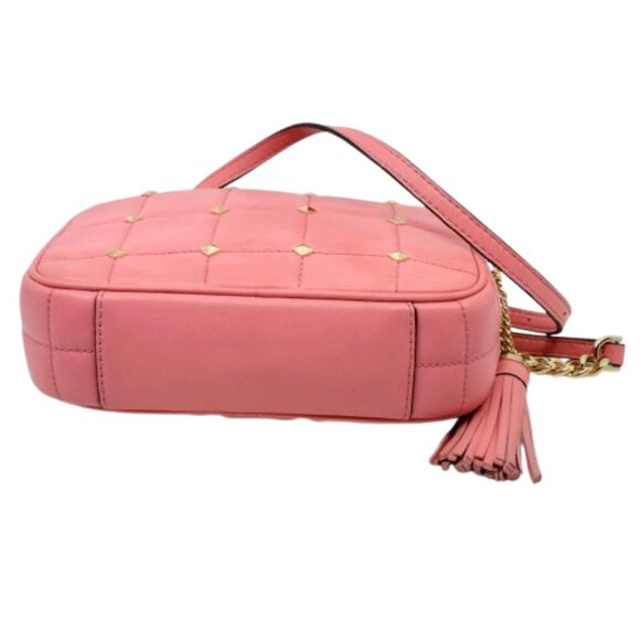 MICHAEL KORS~Jet Set Studded Quilted Lamb Leather Camera Bag~PINK CROSSBODY /TAG - Picture 6 of 8